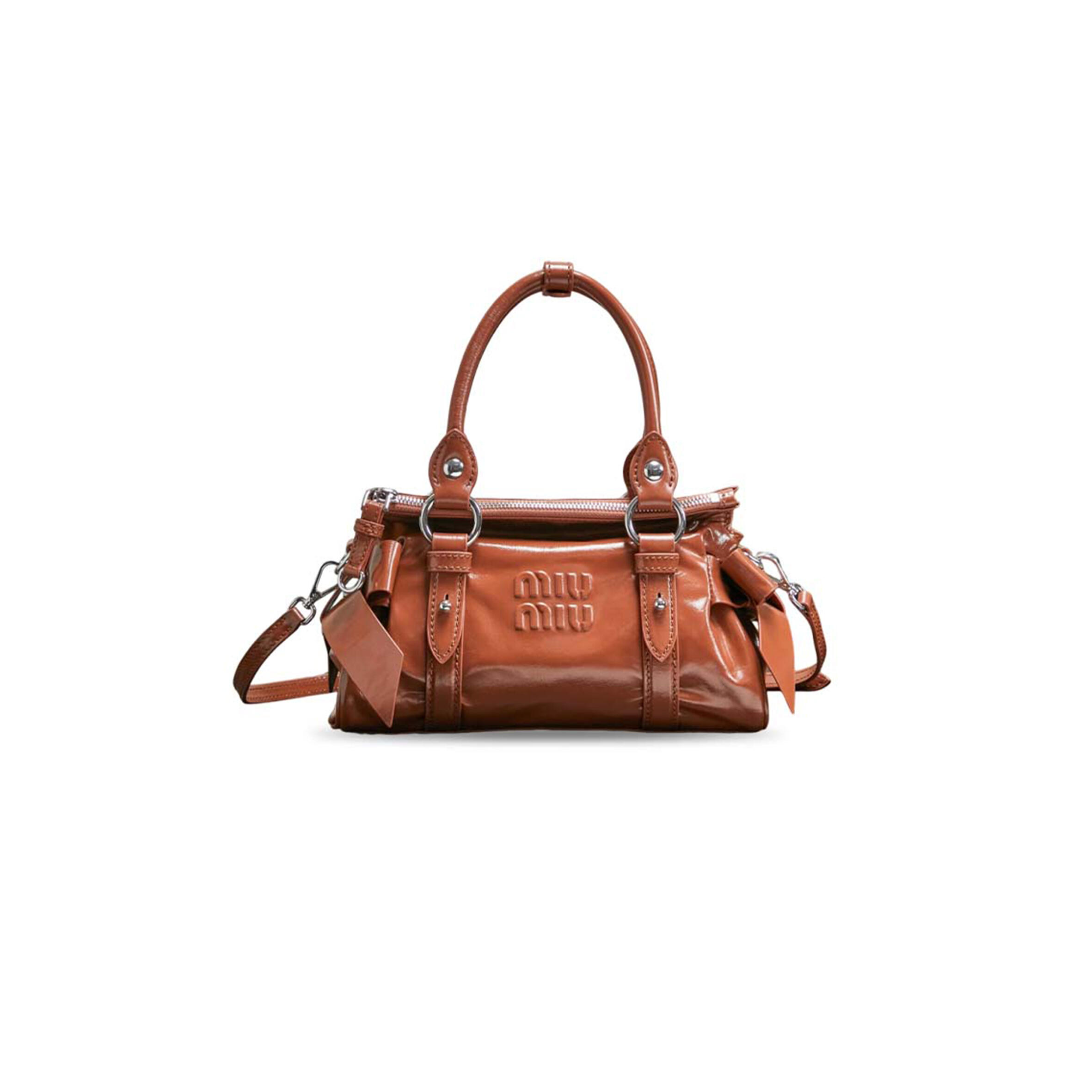 MIU MIU SMALL LEATHER BOWLING TOTE BAG 5BA336 (24*14*10.5cm)